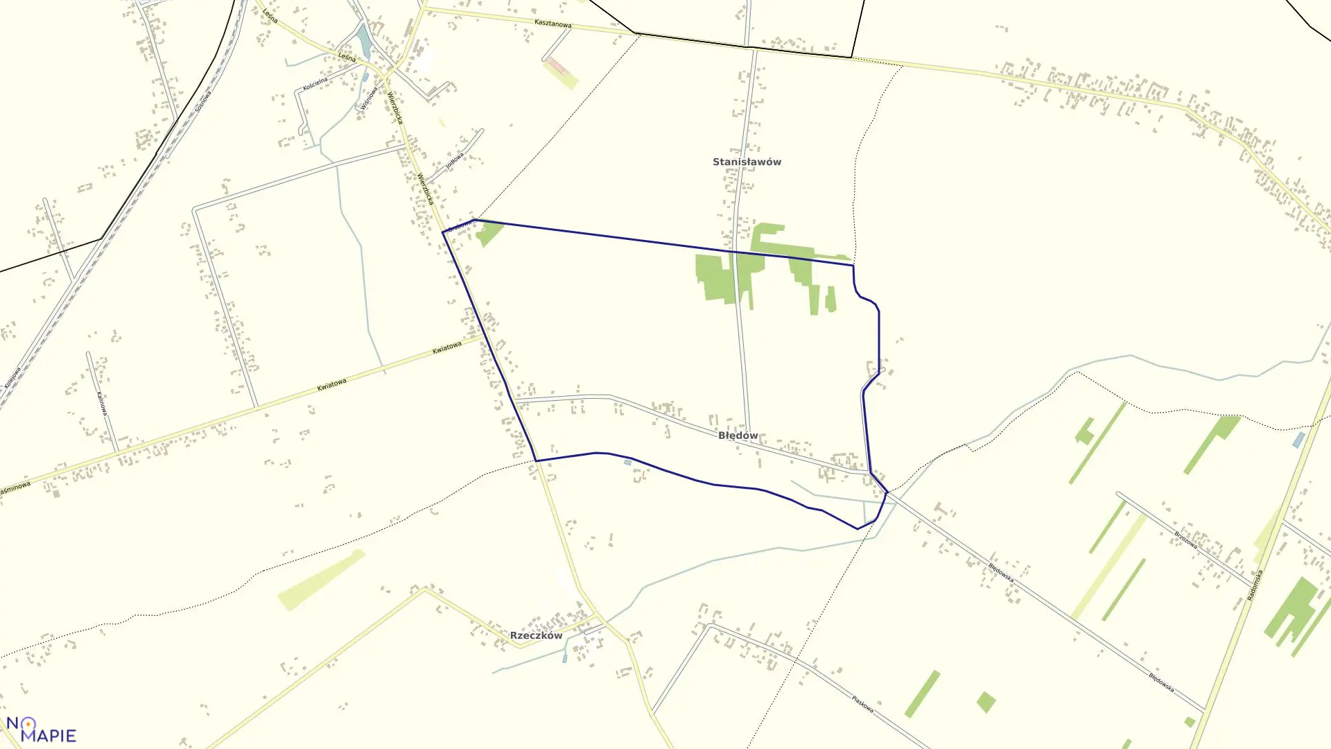Mapa obrębu BŁĘDÓW w gminie Wierzbica