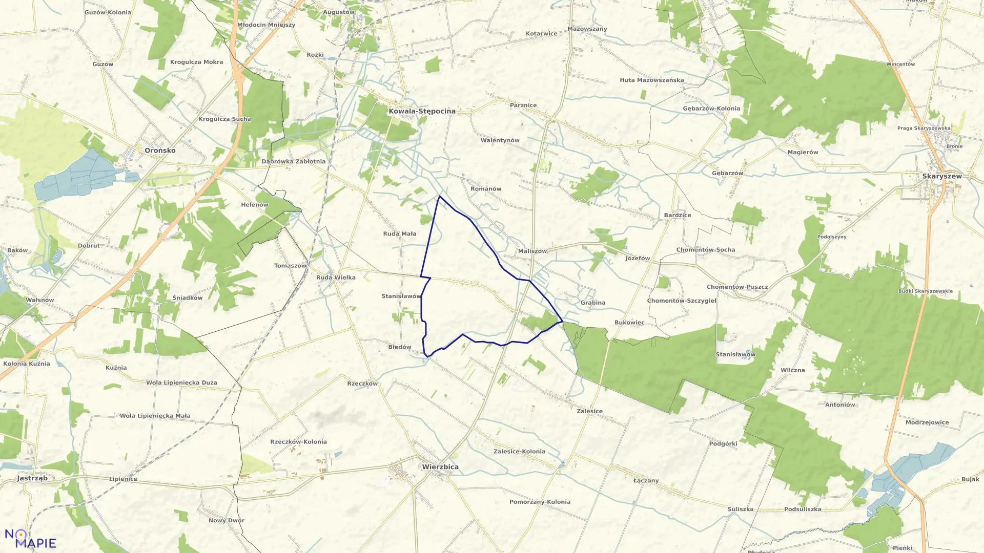 Mapa obrębu DĄBRÓWKA WARSZAWSKA w gminie Wierzbica
