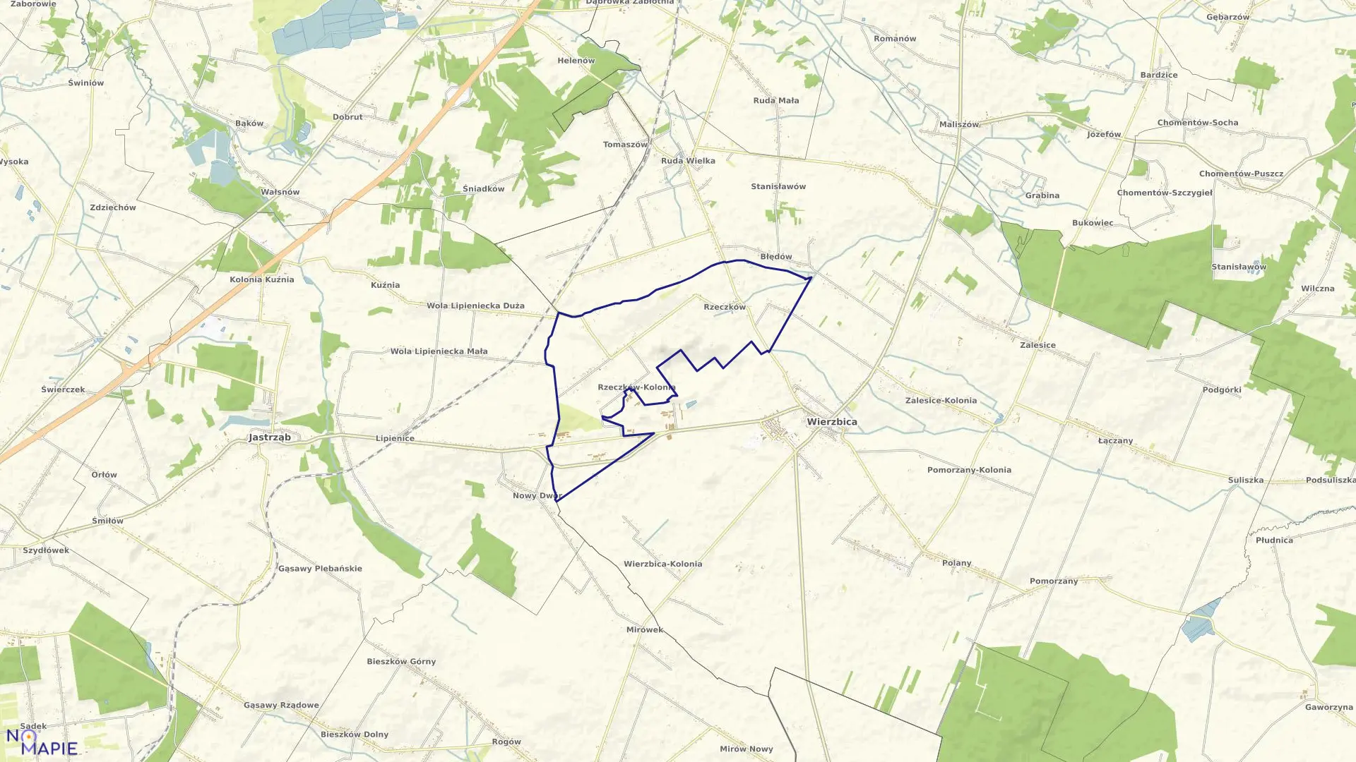 Mapa obrębu RZECZKÓW w gminie Wierzbica